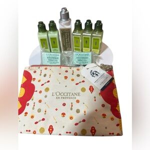 L’OCCITANE 9 piece bundle shampoo, conditioner, shower gel, sugar cubes & pouch